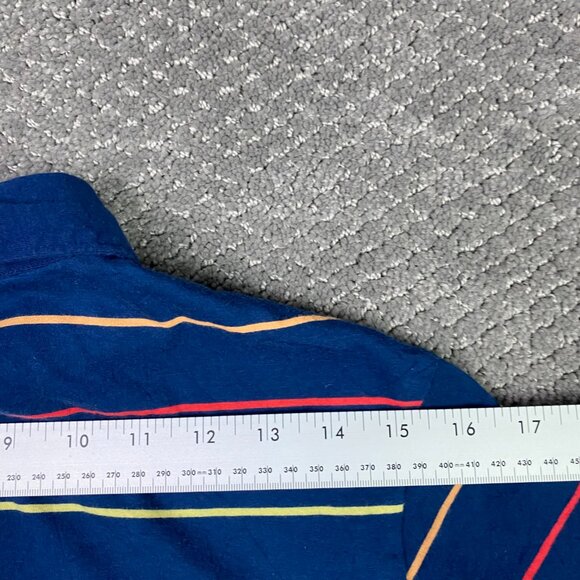 Criquet Polo Shirt Men's Medium Blue Stripe Organic Cotton Striped Preppy - Picture 10 of 10